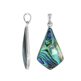 Sterling Silver Abalone Shell Geometric Pendant With Ocean Iridescence And Balinese Elegance.